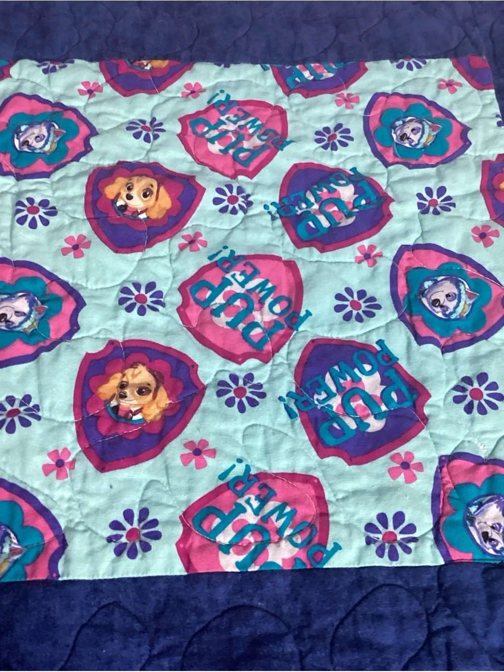 Handmade Children’s Quilt with Paw Patrol Characters 30x40” EUC